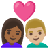 👩🏾‍❤️‍👨🏼 couple with heart: woman, man, medium-dark skin tone, medium-light skin tone display on Google